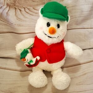 Vintage Commonwealth Snowman Merry Christmas 12" Plush Stuffed Animal 2004